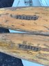 Pair Two Of Two - Pair Of Natural Wood Wood Oars - Great Wear And Patina - Both Marked PERRINS - Great Pair !