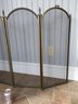 Antiqued Brass Four Panel Fire Place Screen. Measures 51' Wide And 32 1/2' Tall. Missing One Finial.