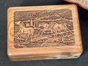 EIGHT MIDCENTURY CARVED TEAK OR ROSEWOOD BOXES FROM INDIA