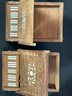 EIGHT MIDCENTURY CARVED TEAK OR ROSEWOOD BOXES FROM INDIA