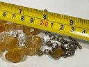 Fine Genuine Citrine Crystal And Rock Crystal Double Link Necklace