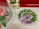 Painted Tile, Glass Floral Dessert Plates, Frosted Dessert Plates