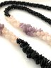 Onyx Quartz Amethyst Colored Beaded Necklace With Unreadable Mark