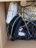Box Of Miscellaneous Telephones And Cables.