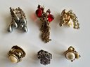 45 Pairs Vintage Clip-On Earrings Including 2 Sterling Silver, Marked 925