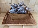Outdoor Entertaining - 2 Strands Of Lights, Woven Tray And Basket