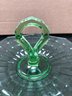 Green Depression Glass Center Handle Server - Octagon Shape - Great Condition