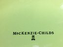 Very Nice Large MacKenzie Childs Dog Bowl - Market Basket Pattern - Green Background - Very Cool Piece (1)