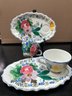2 - Italy Italian Hand Painted Snack Plate And Tea Cup Vintage W/2 Additional Cups