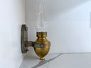 Original Antique Gorgeous Brass Wall Sconces With Hurricane Shades