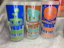 Rare Set Of Seven (7) NEW YORK 1964 - WORLDS FAIR TALL GLASSES - Stored Since 1970s - Amazing Condition !