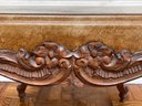 A Pair Of Early 20th Century Spanish Carved Wood Marble Top Side Tables By Mariano Garcia