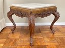 A Pair Of Early 20th Century Spanish Carved Wood Marble Top Side Tables By Mariano Garcia