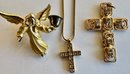 11 Religious Christian Necklaces, Pendants & Bracelet Including Several Sterling Silver Marked 925