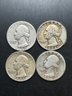 4 Washington Silver Quarters 1943, 1952, 1953, 1953-D