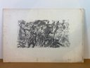 20x30 - Beethoven Study - Sanguine On Paper With Charcoal War Scene Study On Verso Signed Alton S. Tobey