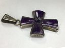 Very Nice Large Vintage 925 / Sterling Silver Iron Cross Pendant - Made In Mexico - Very Cool Piece !