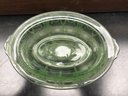 Uranium Green Depression Glass  Oval Serving Bowl