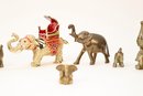 Assortment Of Globally Collected Brass Elephant Figurines