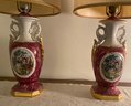 Pair Of Reproduction Porcelain Lamps Circa 1950s