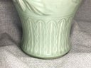 Two Vintage Celadon Vases / Urns - Classic Form - One Has Koi Fish - Very Pretty Vases - Both Marked As Shown