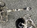 Fabulous Brand New Pair Sterling Silver / 925 Earrings With Black Onyx Encircled With Sparkling White Zircons