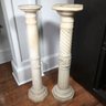 Two Wonderful Antique Carved / Turned Marble Pedestals / Stands - Fine Details - Very Nice Pieces - One Bid !