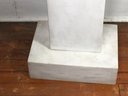 Very Modern Looking White Carrera Marble Pedestal - Very Nice Looking Piece - Many Uses - Very Clean Lines