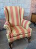 Red Stripped Wing Back Chair Sturdy