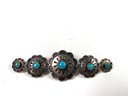 Sterling And Turquoise Southwestern Medallion Brooch