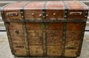 Steamer Trunk With Eagle Decoration At The Interior