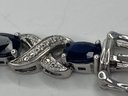 Sterling Silver Bracelet With Blue Stones (Approximately 15.9 Grams Including The Stones)