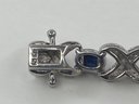 Sterling Silver Bracelet With Blue Stones (Approximately 15.9 Grams Including The Stones)