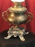 Fabulous Bradley & Hubbard Electrified Oil Lamp With Rare 10' Opalescent Thumb Print Glass Globe