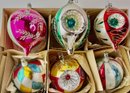 Vintage Mercury Glass Painted Christmas Ornaments (6)