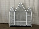 A Spectacular Vintage Bird Cage, Three Sections, In White Metal