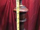 Antique 68' Wooden Floor Lamp Linen Washable Shade Heavy Turned Post Great Condition