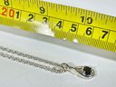 Sterling Silver 20' Chain And Pendant With Black Stone
