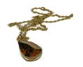 Gold Tone Chain Genuine Amber Pendant
