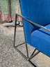 A Vintage Thin Frame Lounge Chair By Lawson-Fenning In Blue Velvet