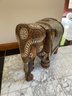 Exceptional Large And Very Heavy Hand Carved Rosewood Elephant With Bone Inlay.  22' Tall