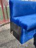 A Bespoke Built In Style Bench In Blue Velvet