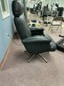 Quality Contemporary Swivel Chair With Ottoman, Custom Made For Wayside Of Milford.