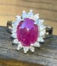 14K Ruby Diamond Ring ~ Size 6 3/4 ~ 3 Carats