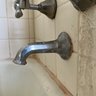 A Collection Of Vintage Metal Bath And Shower Knobs And Escutcheons -