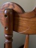 Vintage Oak Rocking Chair With Heart Cut Out And Simple Floral Engraving