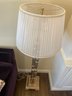 SET OF TWO Silver Leaf Bamboo Designer Floor Lamps With Quilted Shades 59'