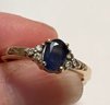 DAINTY 14K GOLD BLUE SAPHHIRE AND DIAMOND ACCENT RING