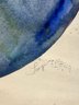 Abstract Blue Aqua Print Signed