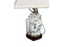 Pair Of Converted Porcelain Ginger Jar Table Lamps With Rosewood Base